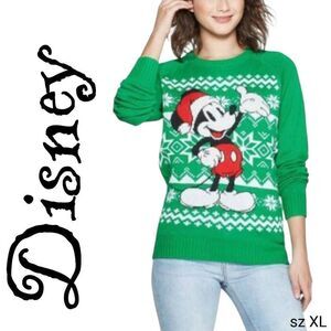 Disney Santa Mickey Mouse Red & Green Christmas Sweater